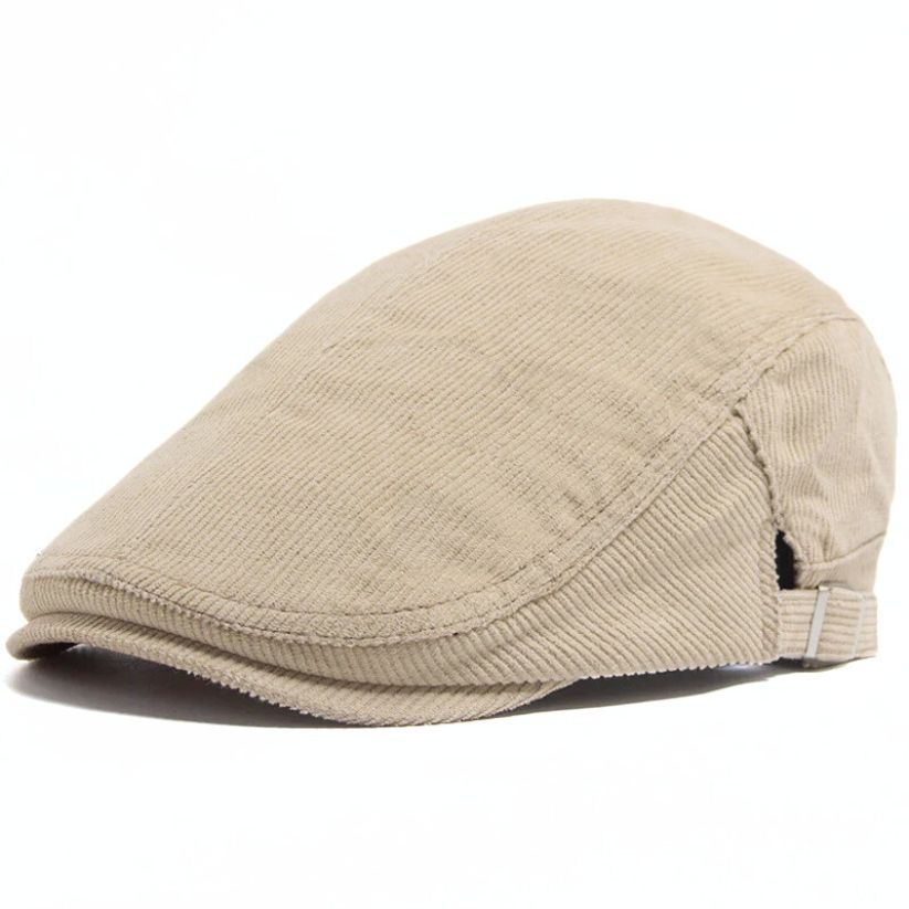 Beige Corduroy Flat Cap