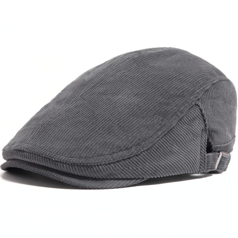Grey Corduroy Flat Cap
