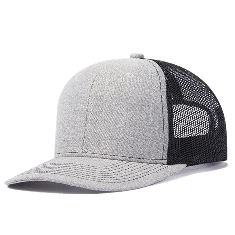 Grey and Black Cotton Trucker Cap