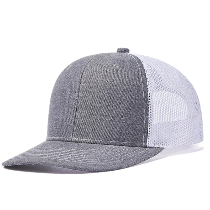 Grey and White Cotton Trucker Cap