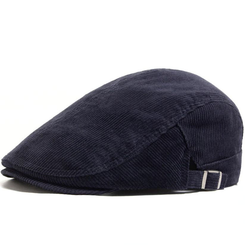 Navy Blue Corduroy Flat Cap