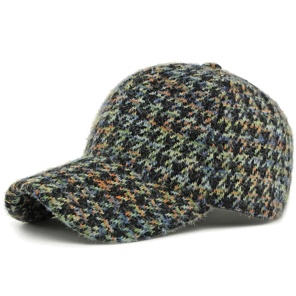 Brown Multicolour Houndstooth Baseball Cap
