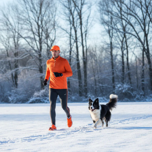Man in orange cap running 
