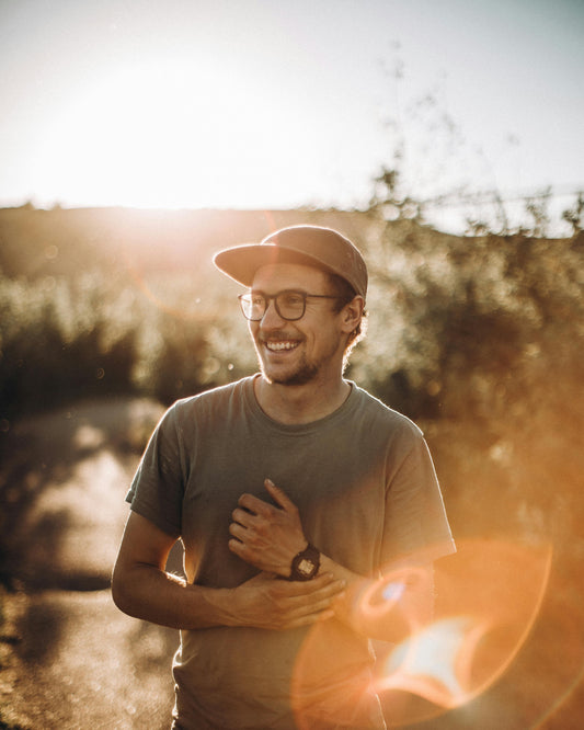 Man in summer cap smiling 