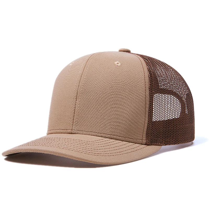 Beige and Coffee Brown Cotton Trucker Cap