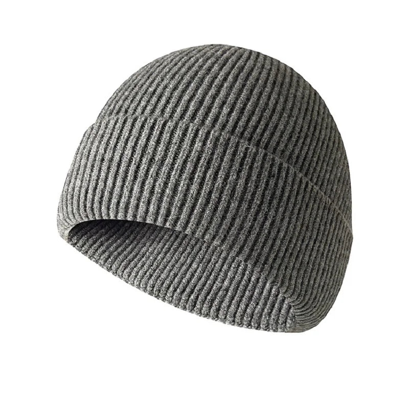 Grey Knitted Unisex Beanie Hat