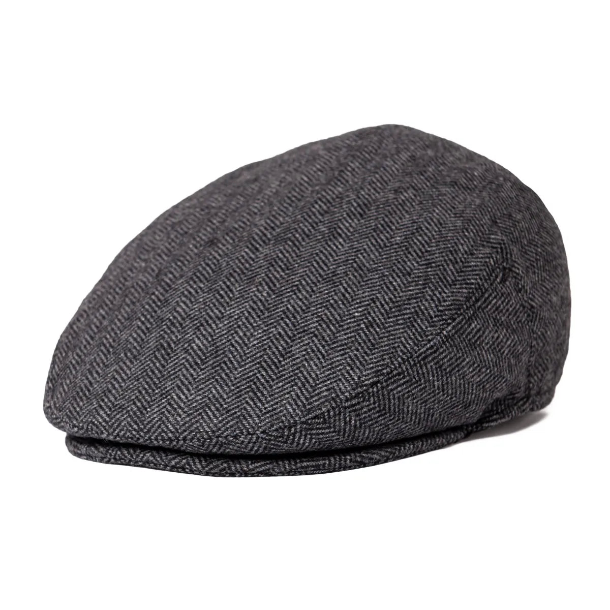 Herringbone Wool Blend Flat Cap