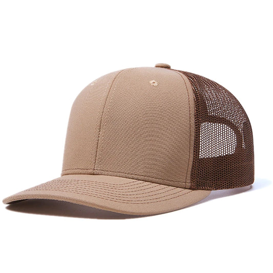 Khaki and Coffee Brown Cotton Trucker Cap