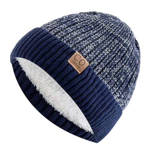 Navy Blue Fleece Lined Beanie Hat