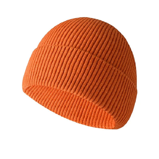 Orange Knitted Unisex Beanie Hat