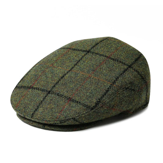 Herringbone Plaid Wool Flat Cap