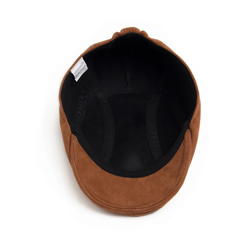 Khaki Suede Style Flat Cap