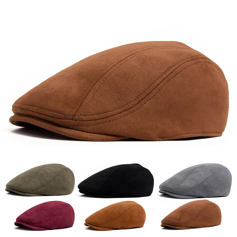 Khaki Suede Style Flat Cap