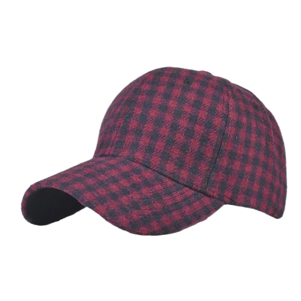 Burgundy & Black Houndstooth Cap