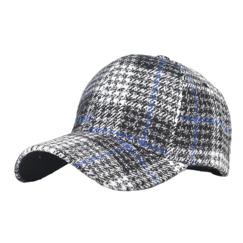 Grey And Red Check Baseball Cap