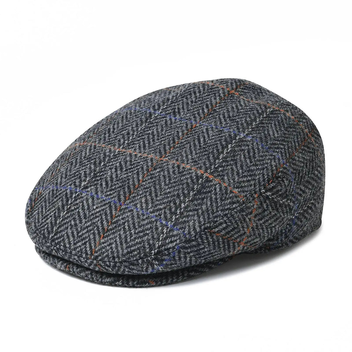 Herringbone Wool Blend Flat Cap