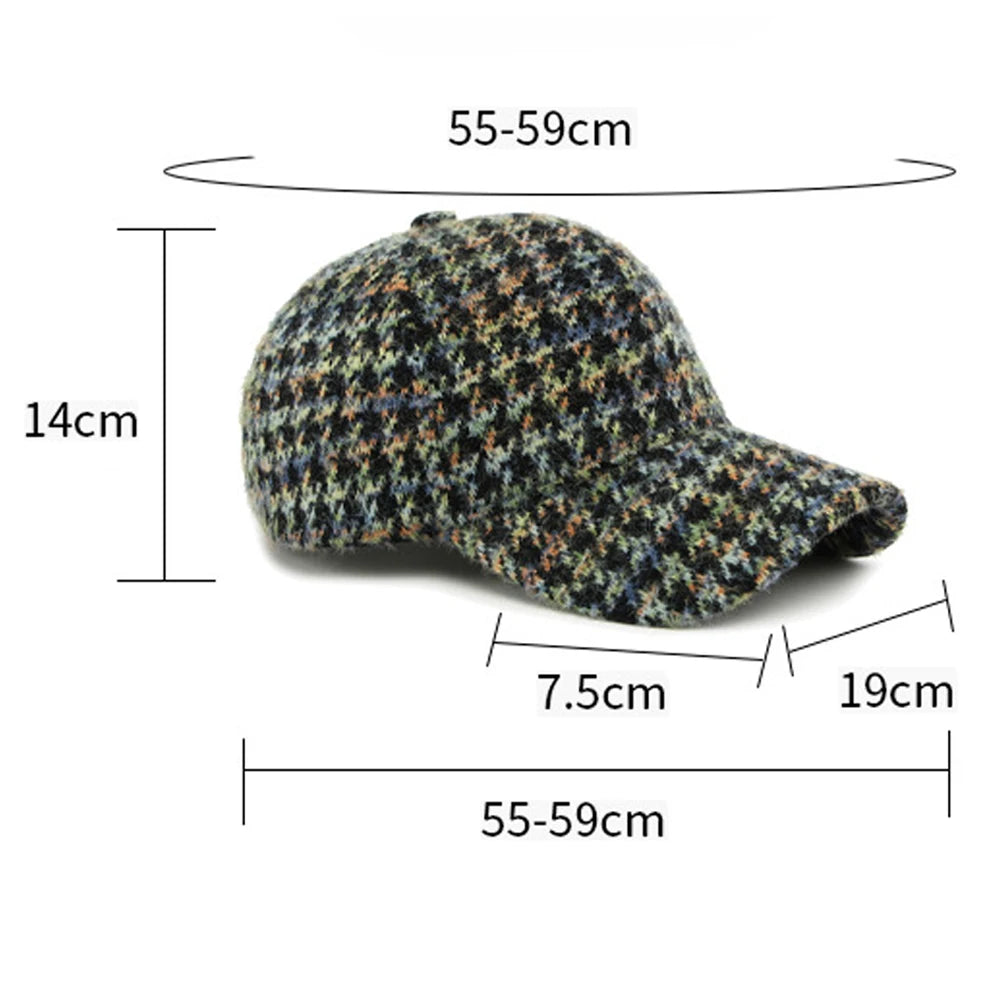 Brown Multicolour Houndstooth Baseball Cap