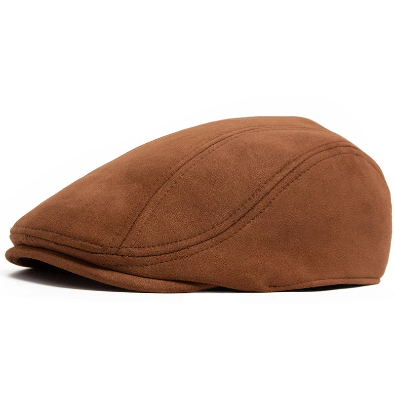 Camel Suede Style Flat Cap