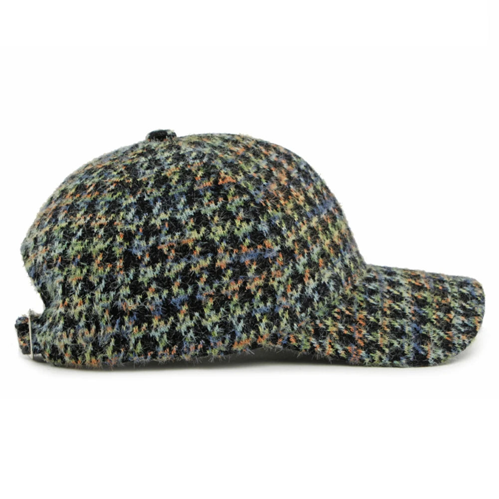 Brown Multicolour Houndstooth Baseball Cap