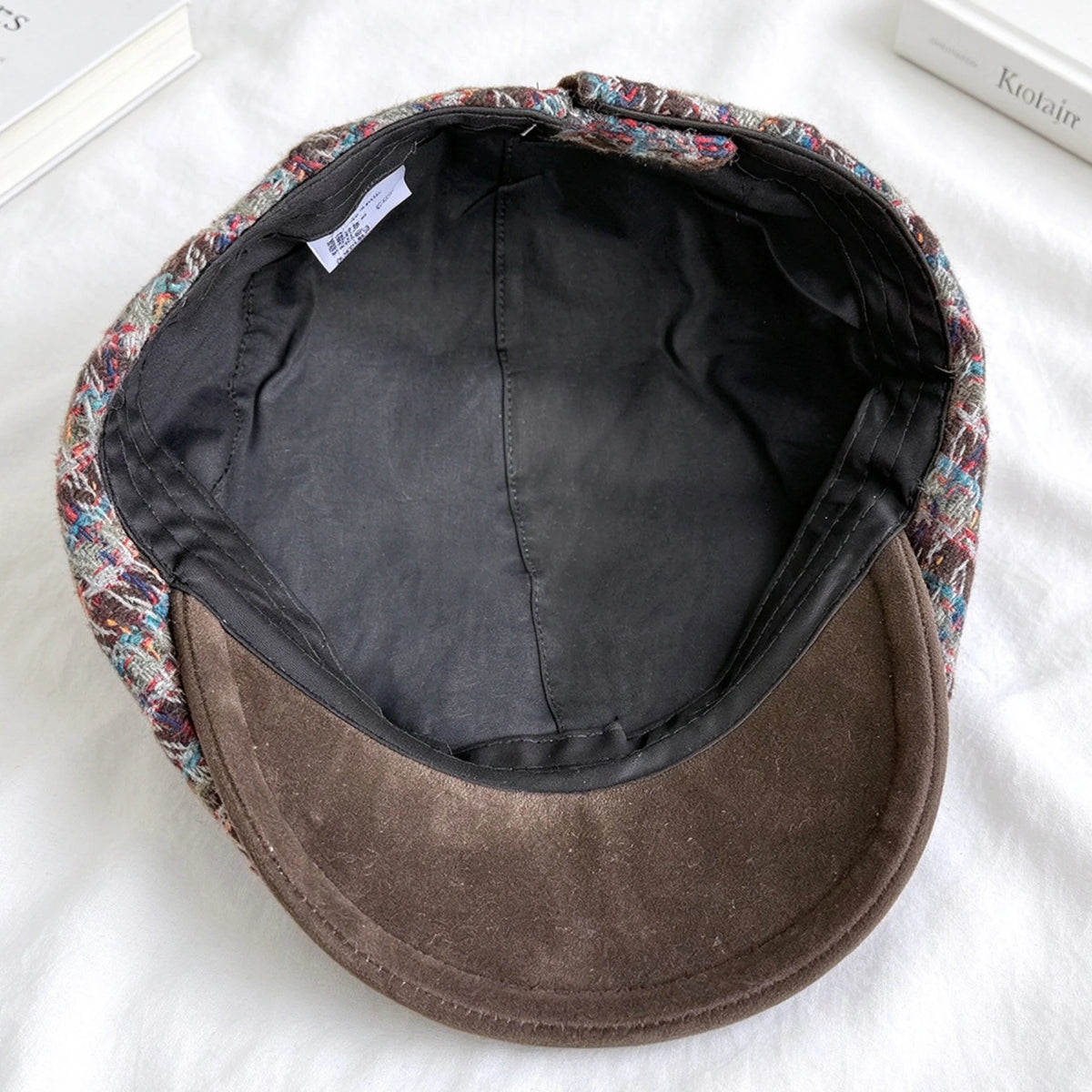 Burgundy and Green Check Flat Cap
