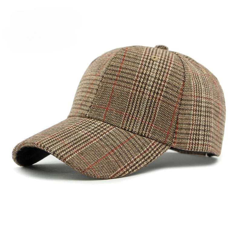 Brown Checkered Baseball Cap