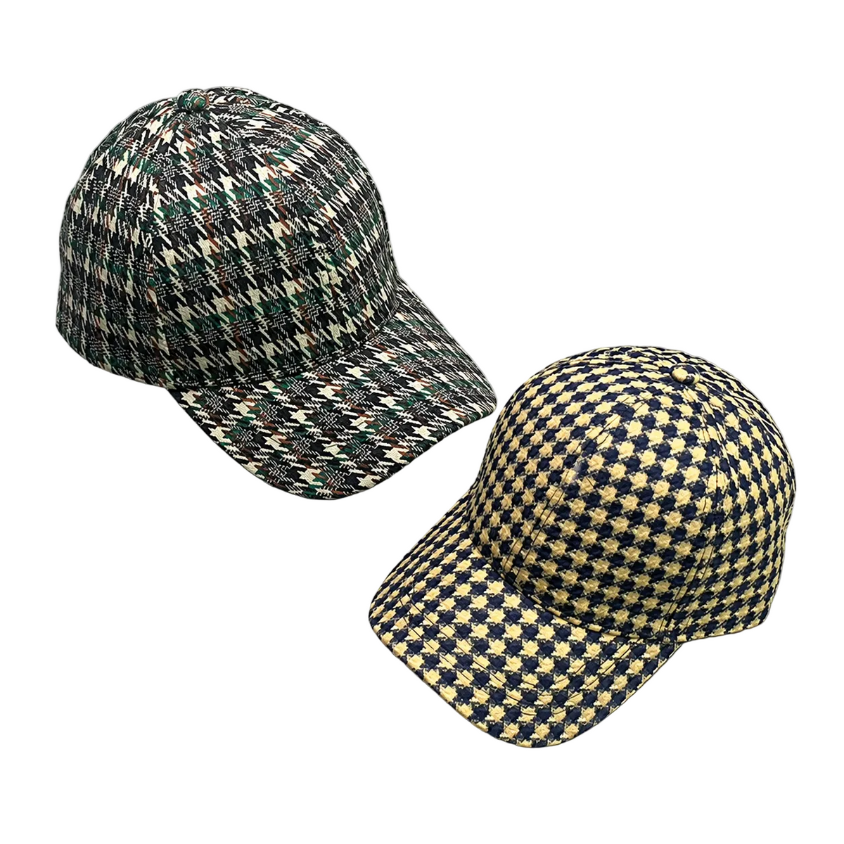 Brown & Cream of Houndstooth Baseball Cap