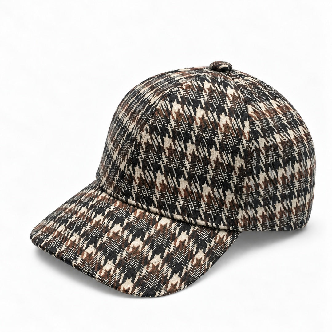 Brown & Cream of Houndstooth Baseball Cap